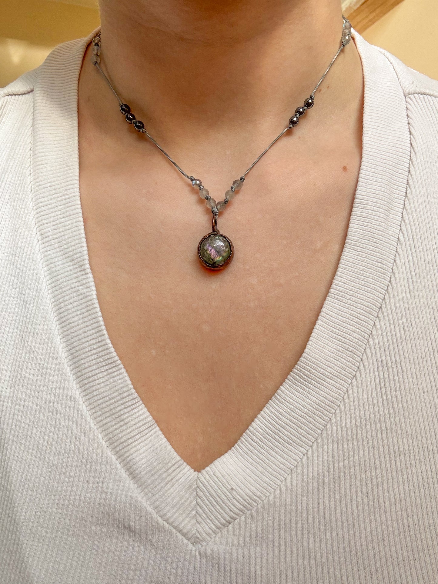 Necklace LABRADORITE, HEMATITE