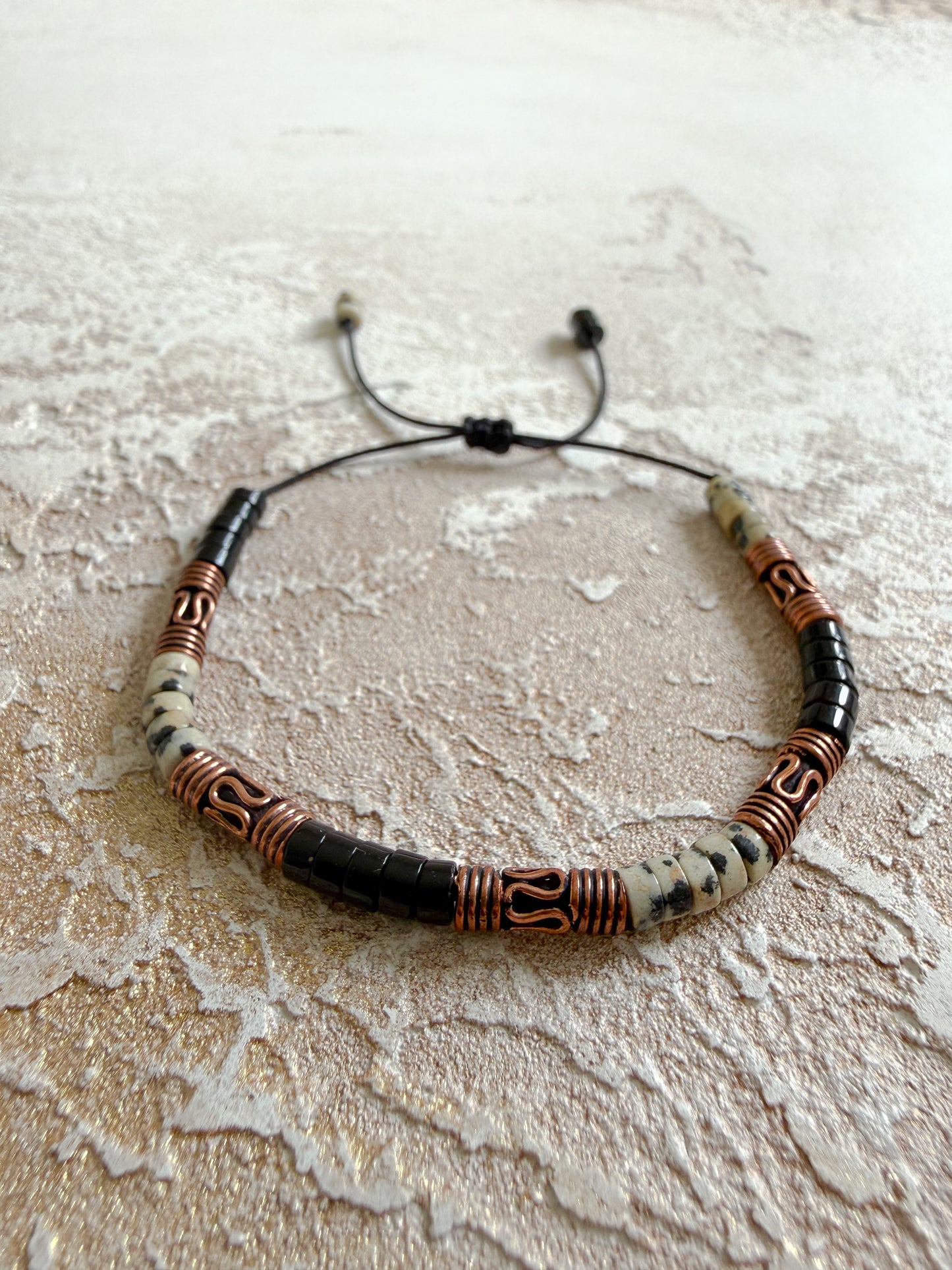 Bracelet DALMATIAN JASPER, OBSIDIAN