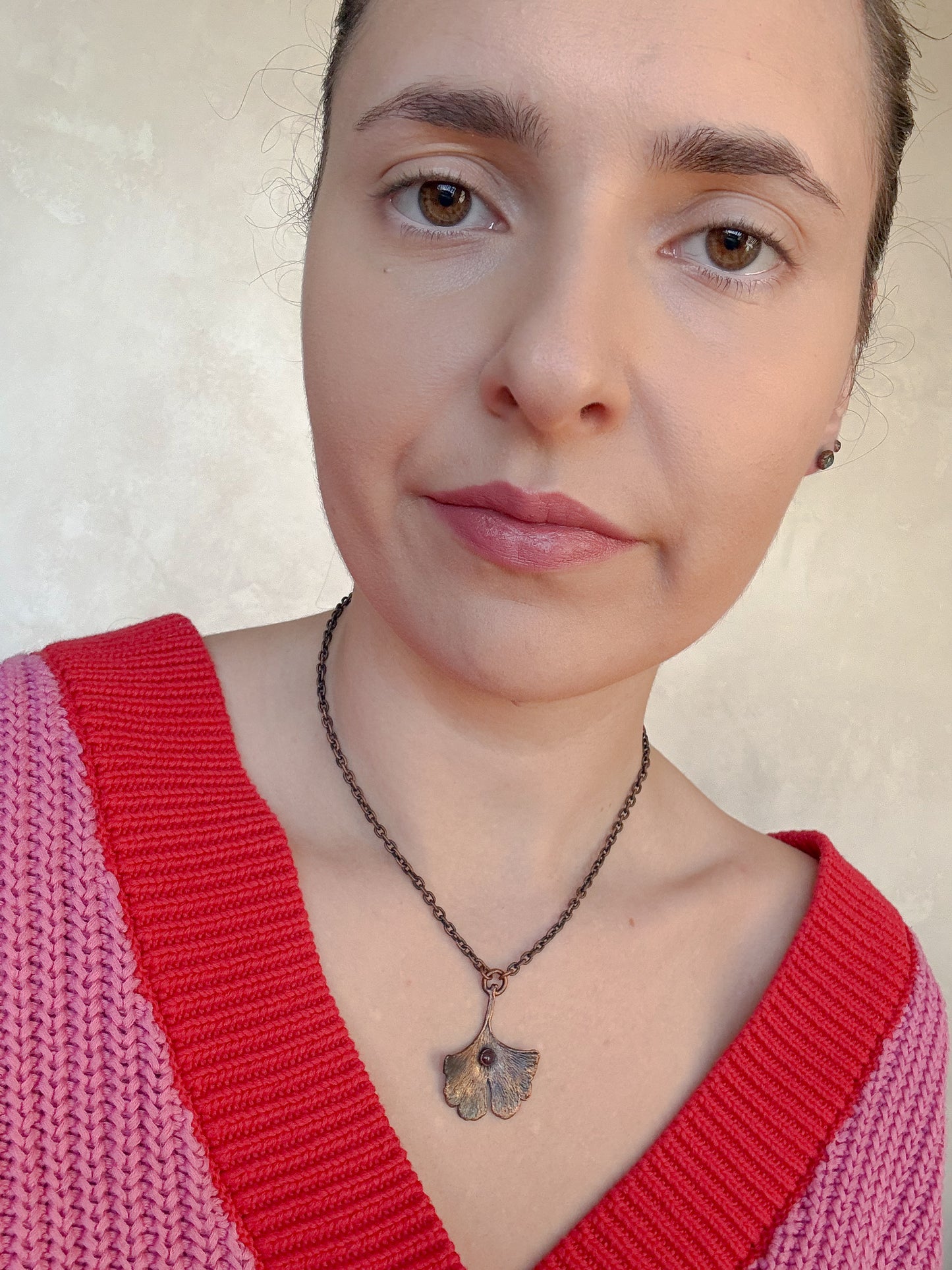 Necklace GINKGO, RUBY