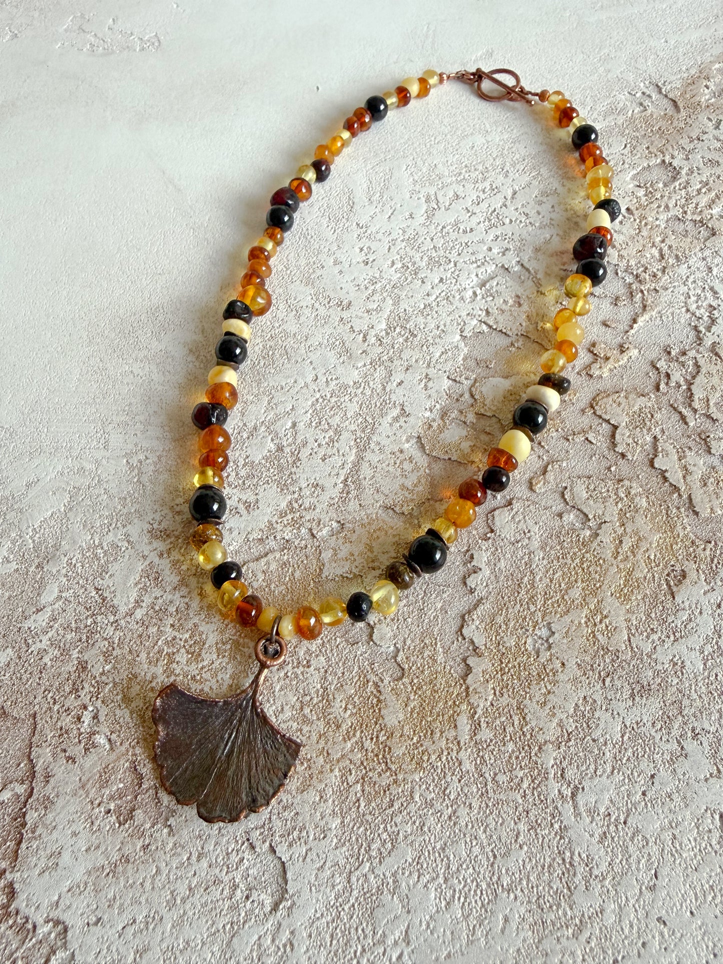 Necklace AMBER, BLACK TOURMALINE