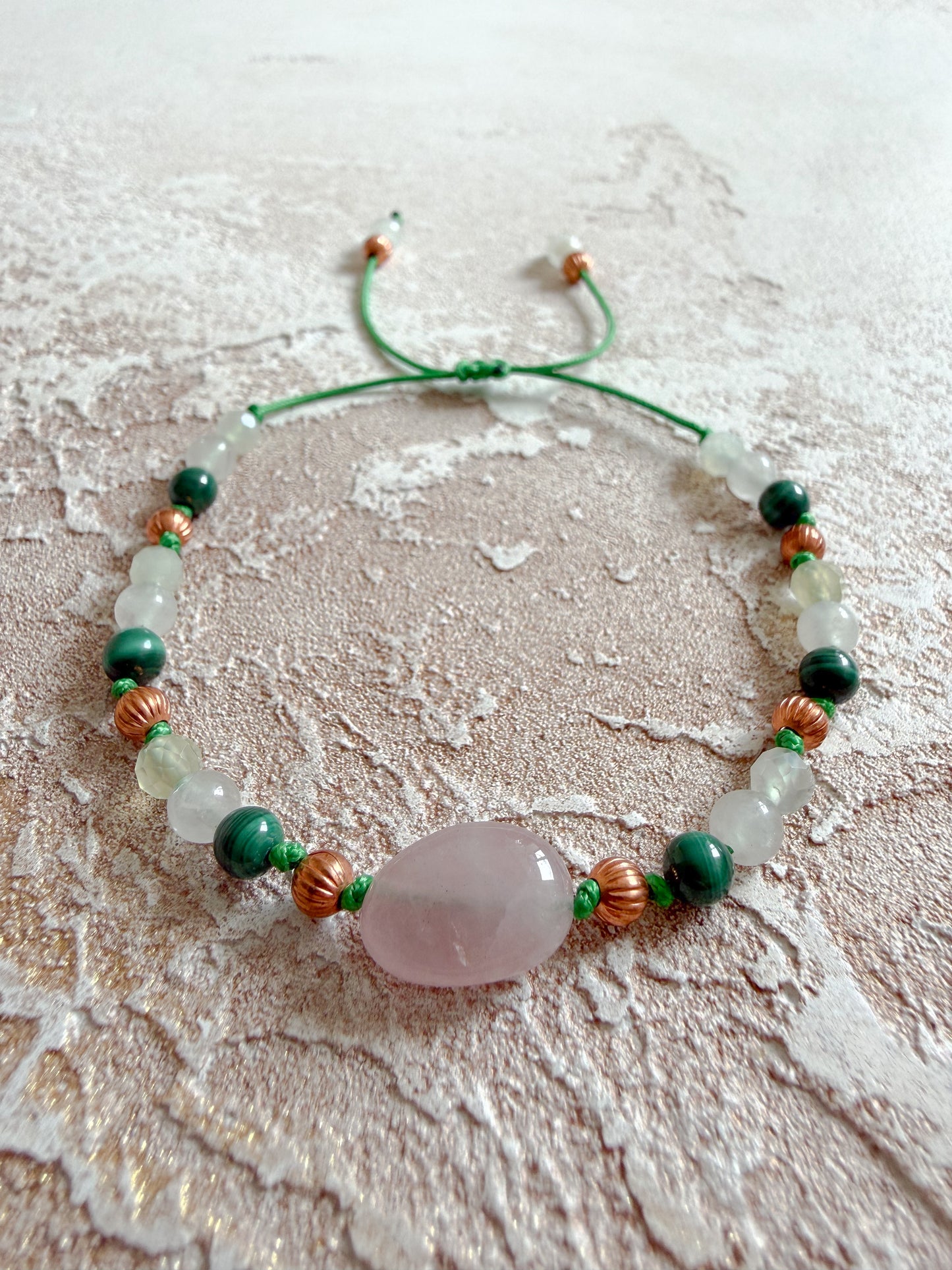 Bracelet ROSE QUARTZ, MALACHITE, GREEN JADE