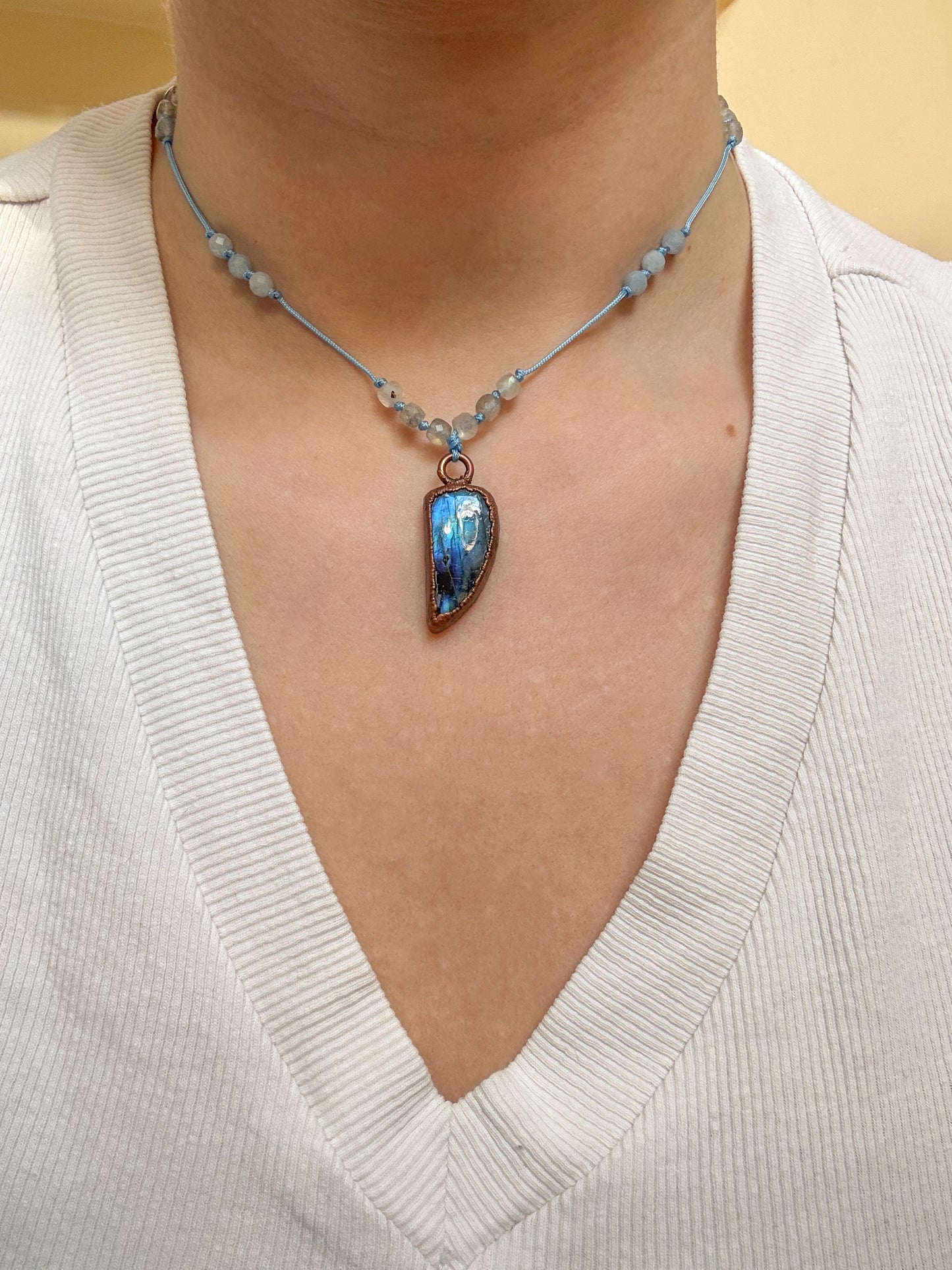 Necklace LABRADORITE, AQUAMARINE