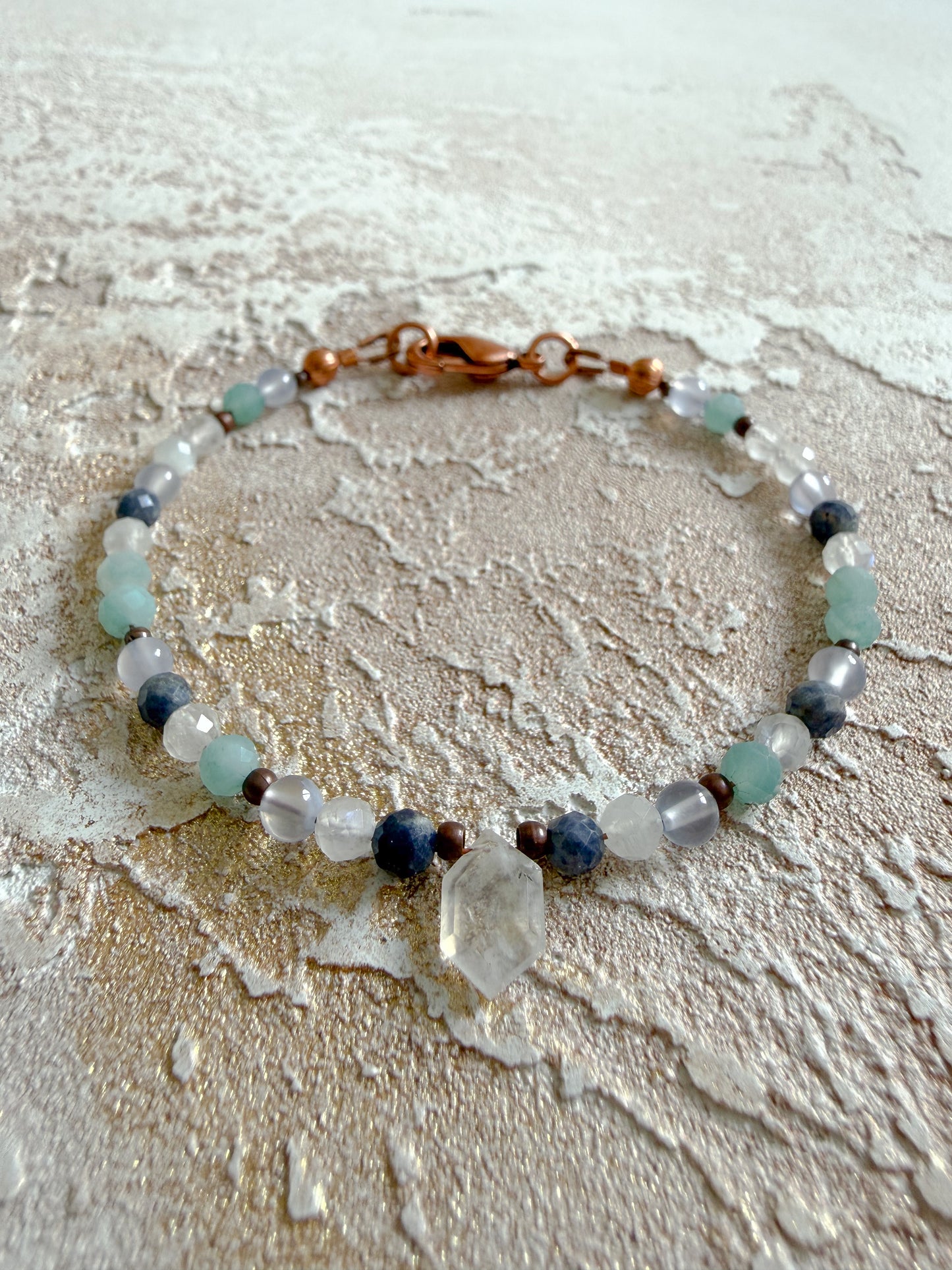 Bracelet MOONSTONE, SAPPHIRE, CHALCEDONY, AMAZONITE