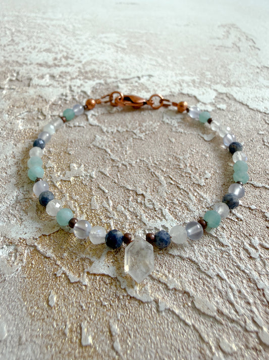 Bracelet MOONSTONE, SAPPHIRE, CHALCEDONY, AMAZONITE