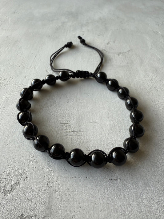 Men’s Bracelet BLACK TOURMALINE, VOLCANIC LAVA STONE
