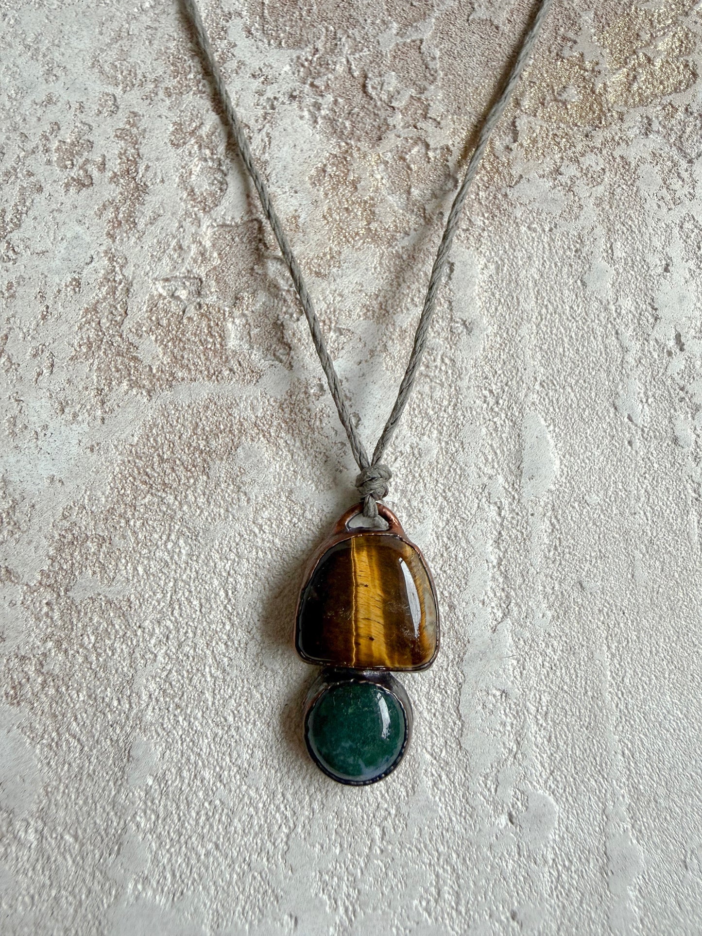 Necklace TIGER’S EYE, MOSS AGATE