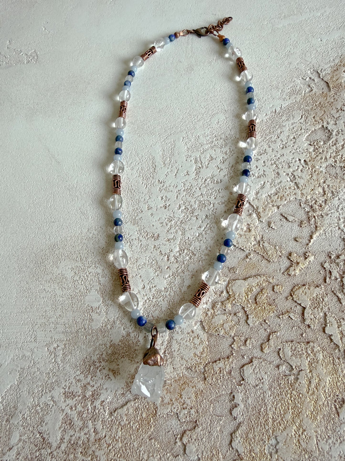 Necklace CLEAR QUARTZ, LABRADORITE, LAPIS LAZULI, ANGELITE