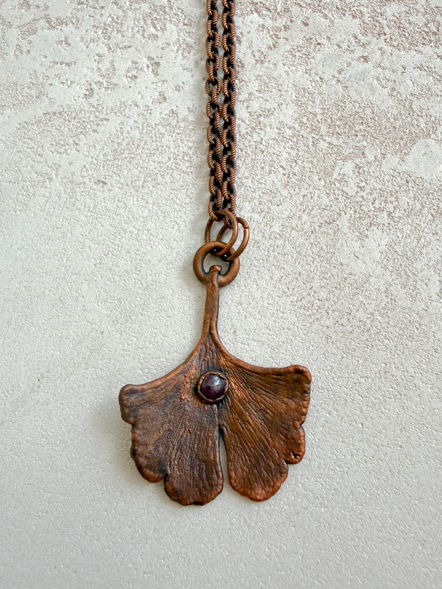 Necklace GINKGO, RUBY