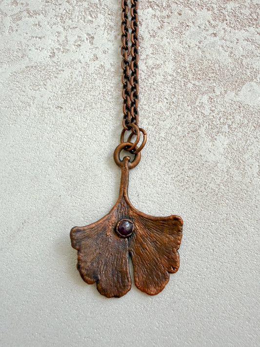Necklace GINKGO, RUBY