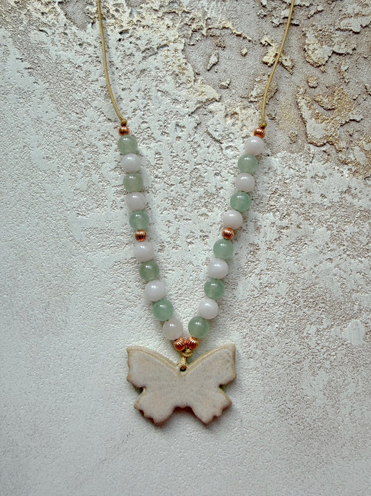Necklace ROSE QUARTZ, GREEN AVENTURINE
