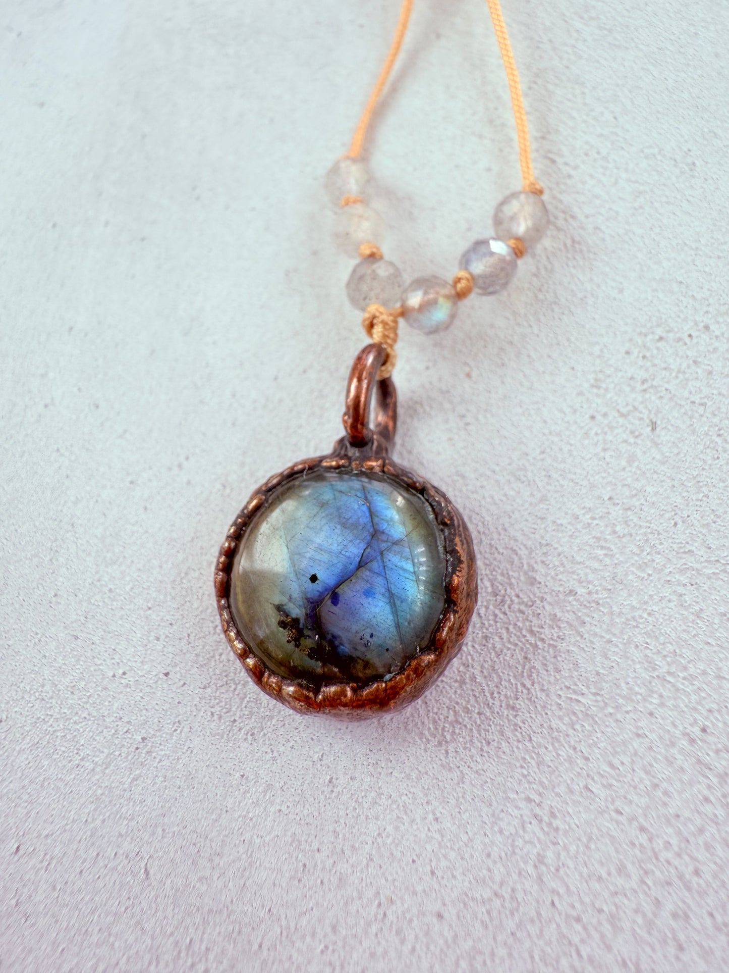 Necklace LABRADORITE, YELLOW JADE