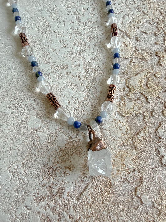 Necklace CLEAR QUARTZ, LABRADORITE, LAPIS LAZULI, ANGELITE