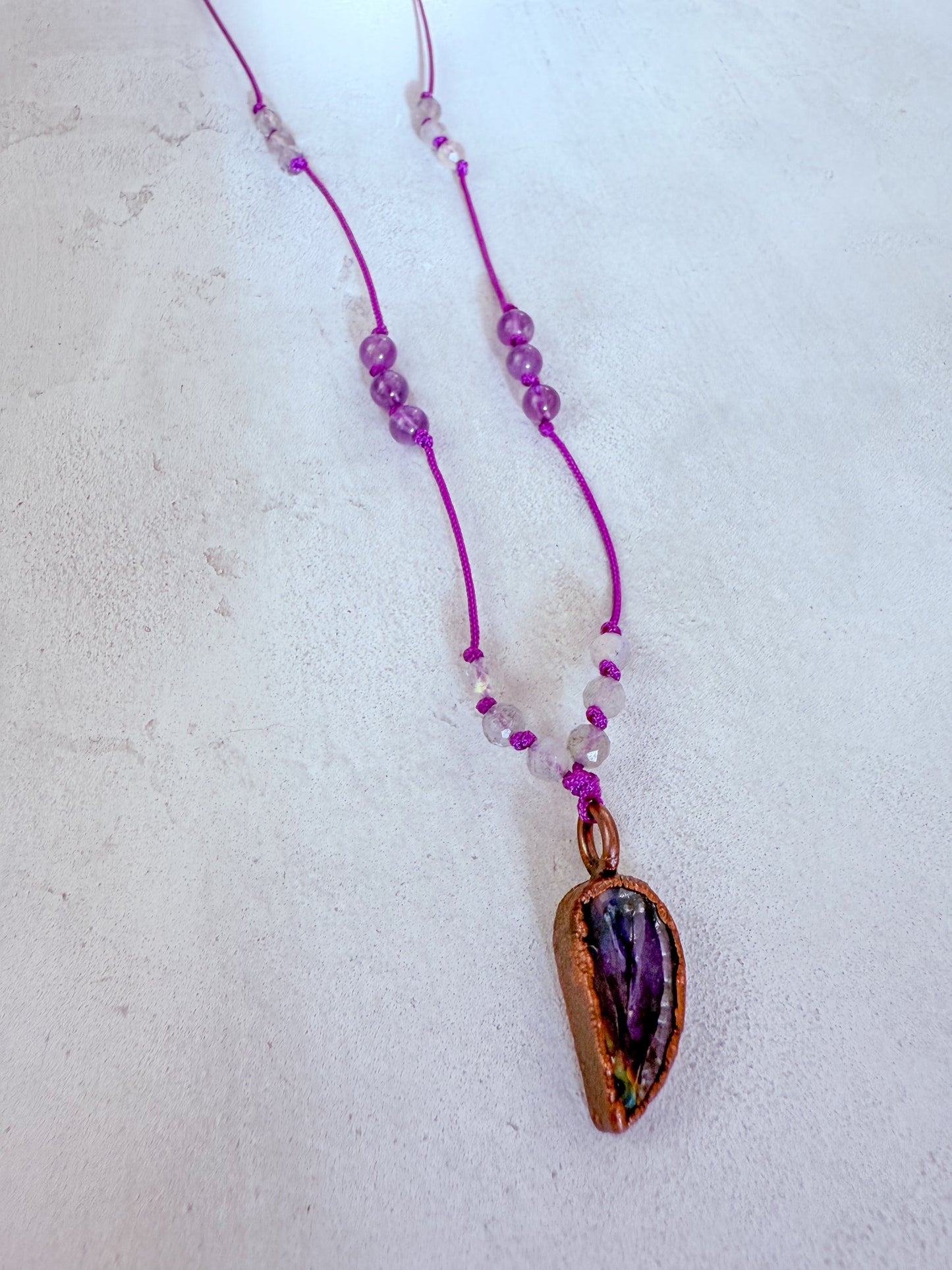 Necklace LABRADORITE, AMETHYST