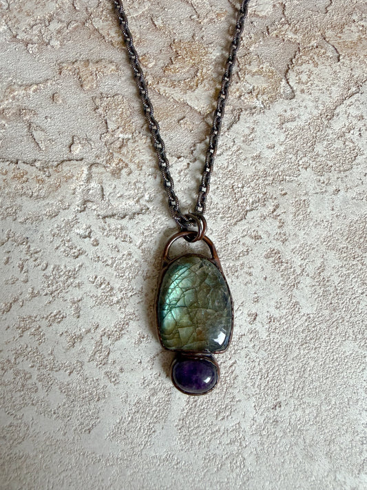Necklace AMETHYST, LABRADORITE