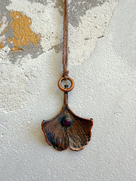 Necklace GINKGO, RUBY