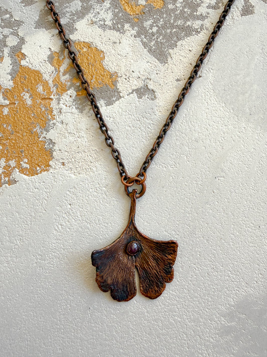 Necklace GINKGO, RUBY