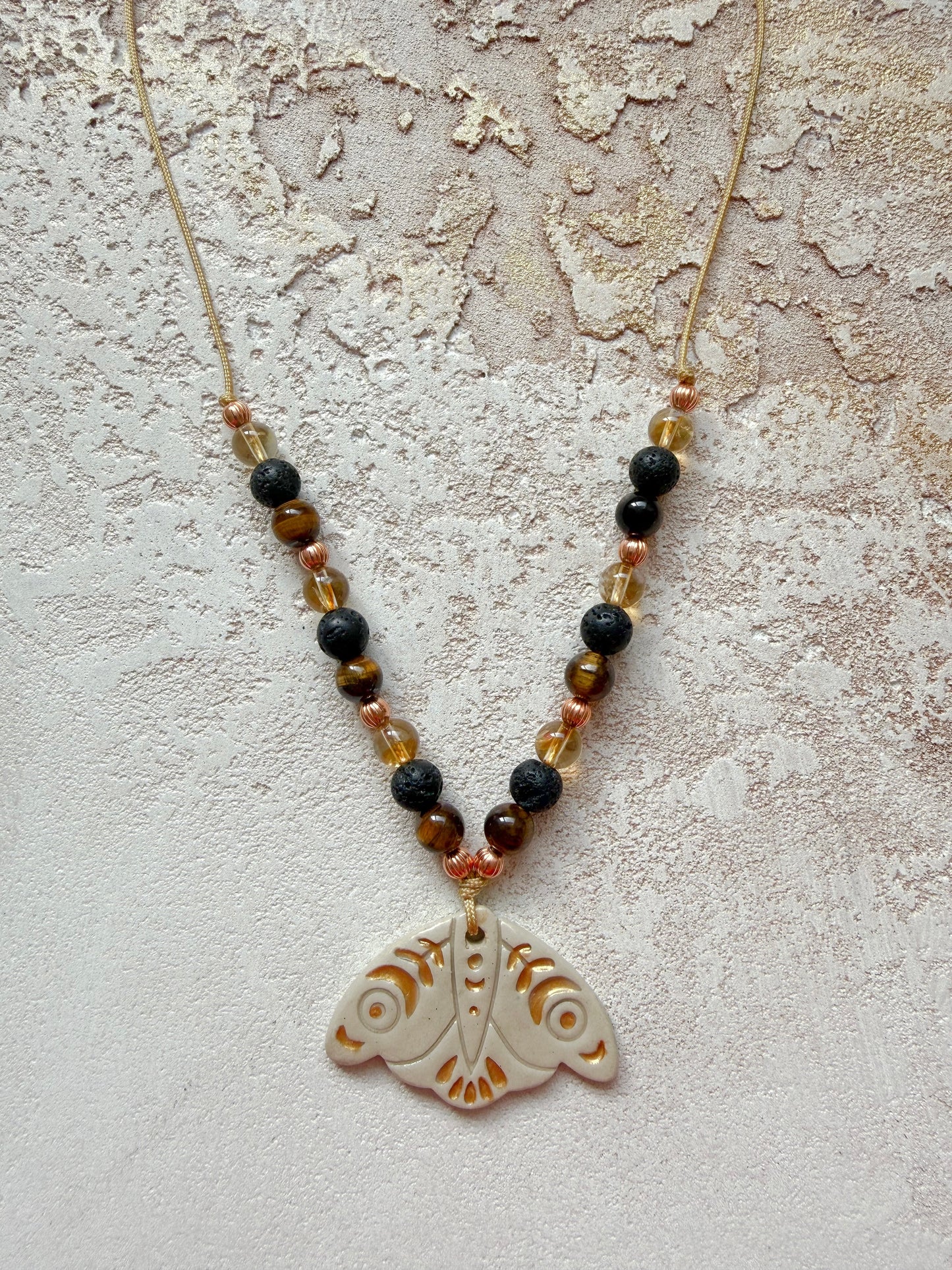 Necklace TIGER’S EYE, LAVA STONE, CITRINE