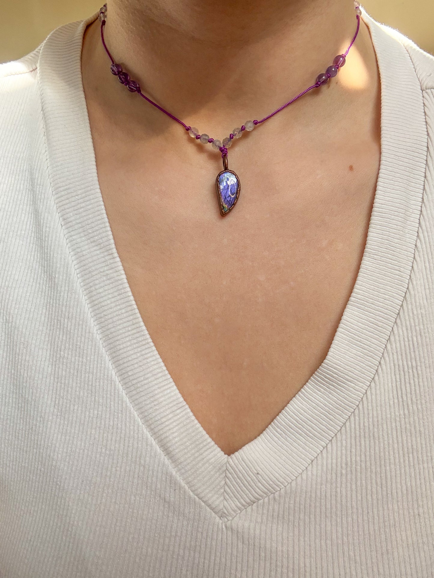 Necklace LABRADORITE, AMETHYST