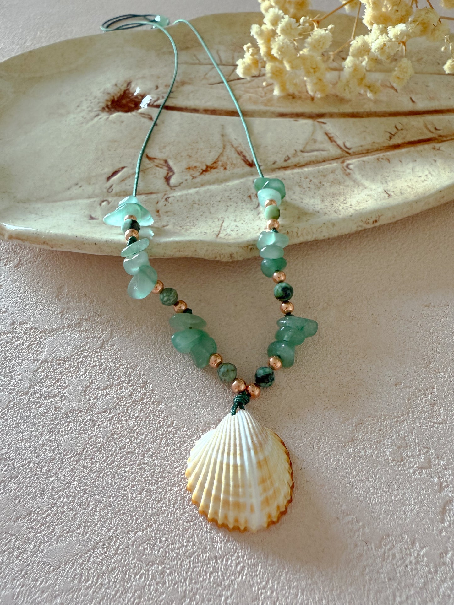 Choker GREEN AVENTURINE, AFRICAN TURQUOISE