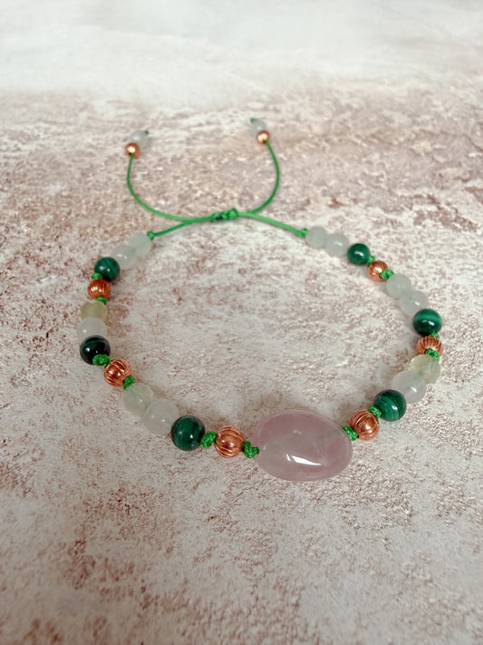 Bracelet ROSE QUARTZ, MALACHITE, GREEN JADE