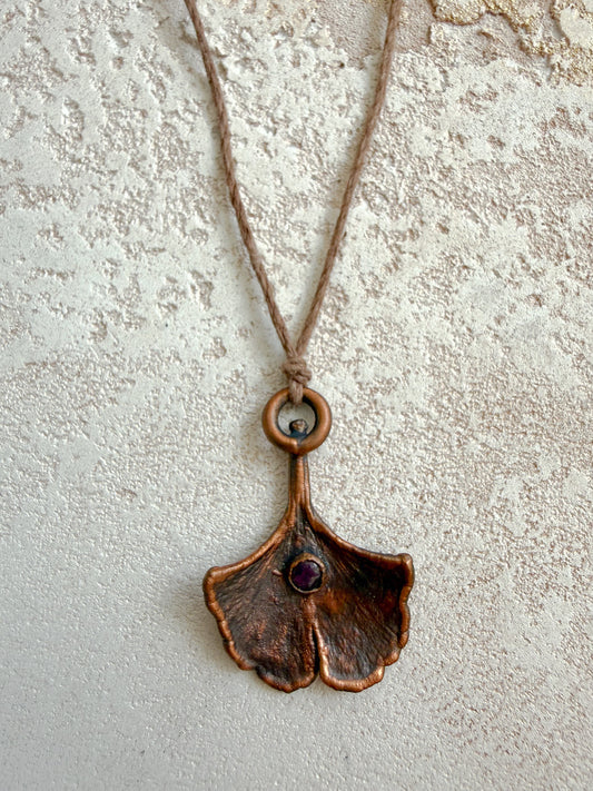 Necklace GINKGO, RUBY