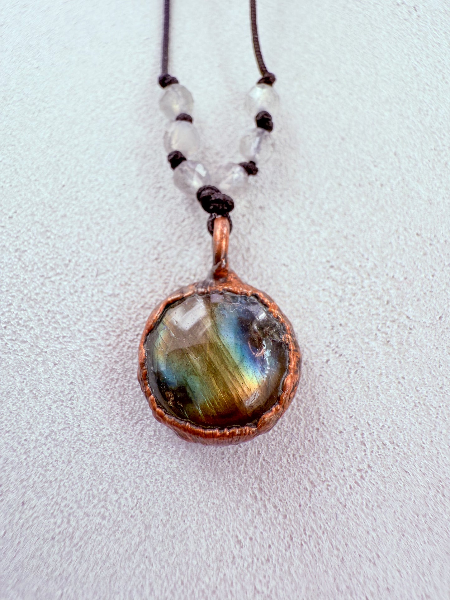 Necklace LABRADORITE, VOLCANIC LAVA STONE