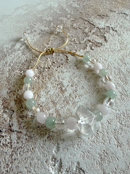 Bracelet CLEAR QUARTZ, GREEN AVENTURINE, ROSE QUARTZ