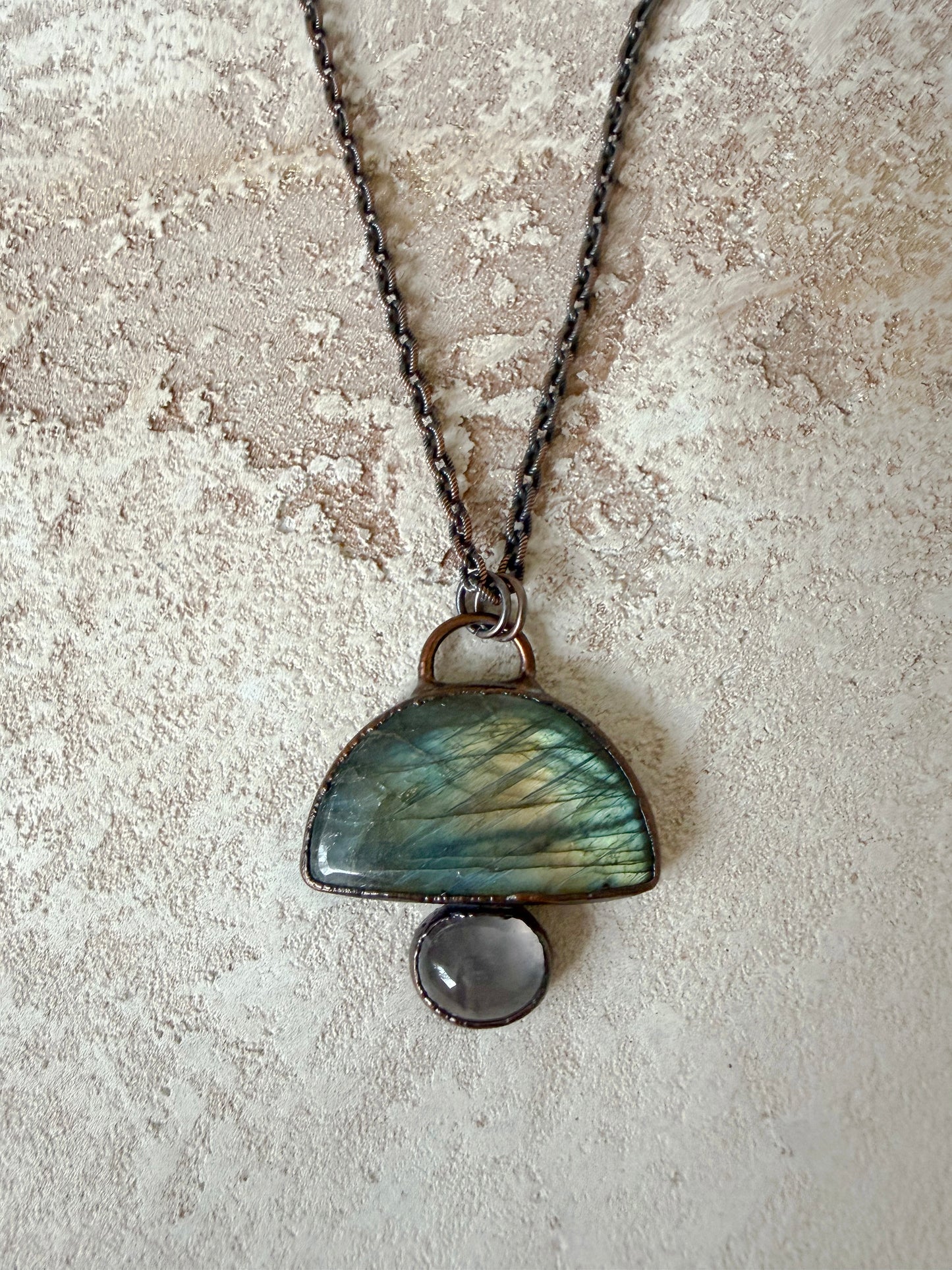 Necklace ROSE QUARTZ, LABRADORITE