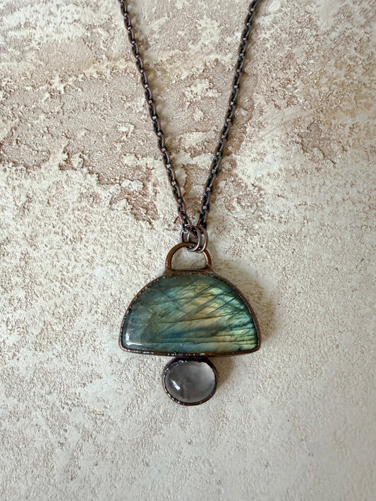 Necklace ROSE QUARTZ, LABRADORITE