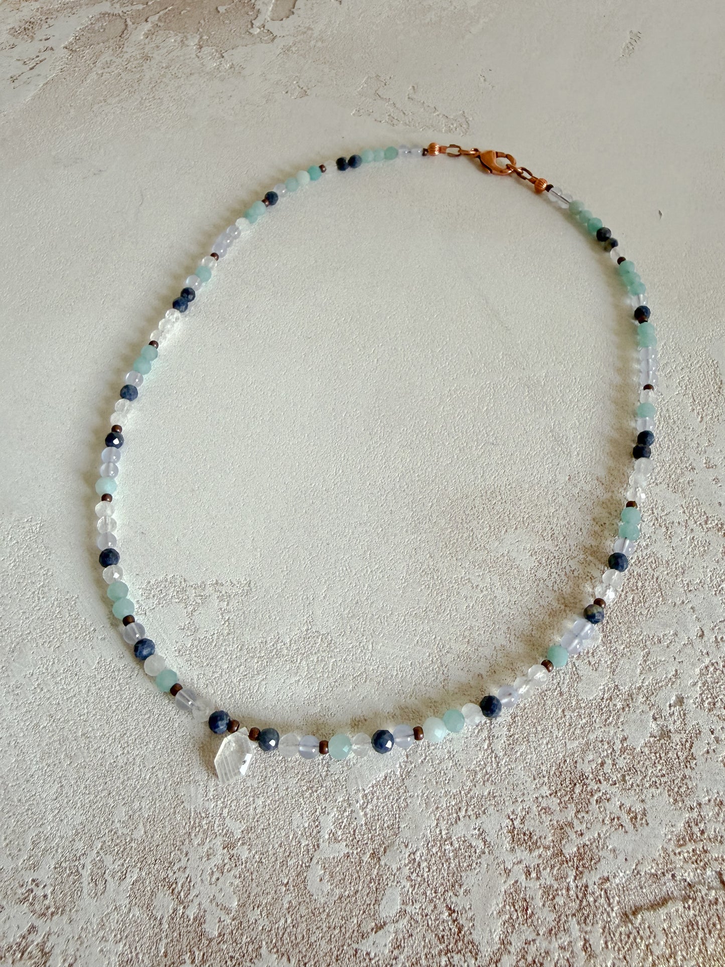 Necklace MOONSTONE, SAPPHIRE, CHALCEDONY, AMAZONITE