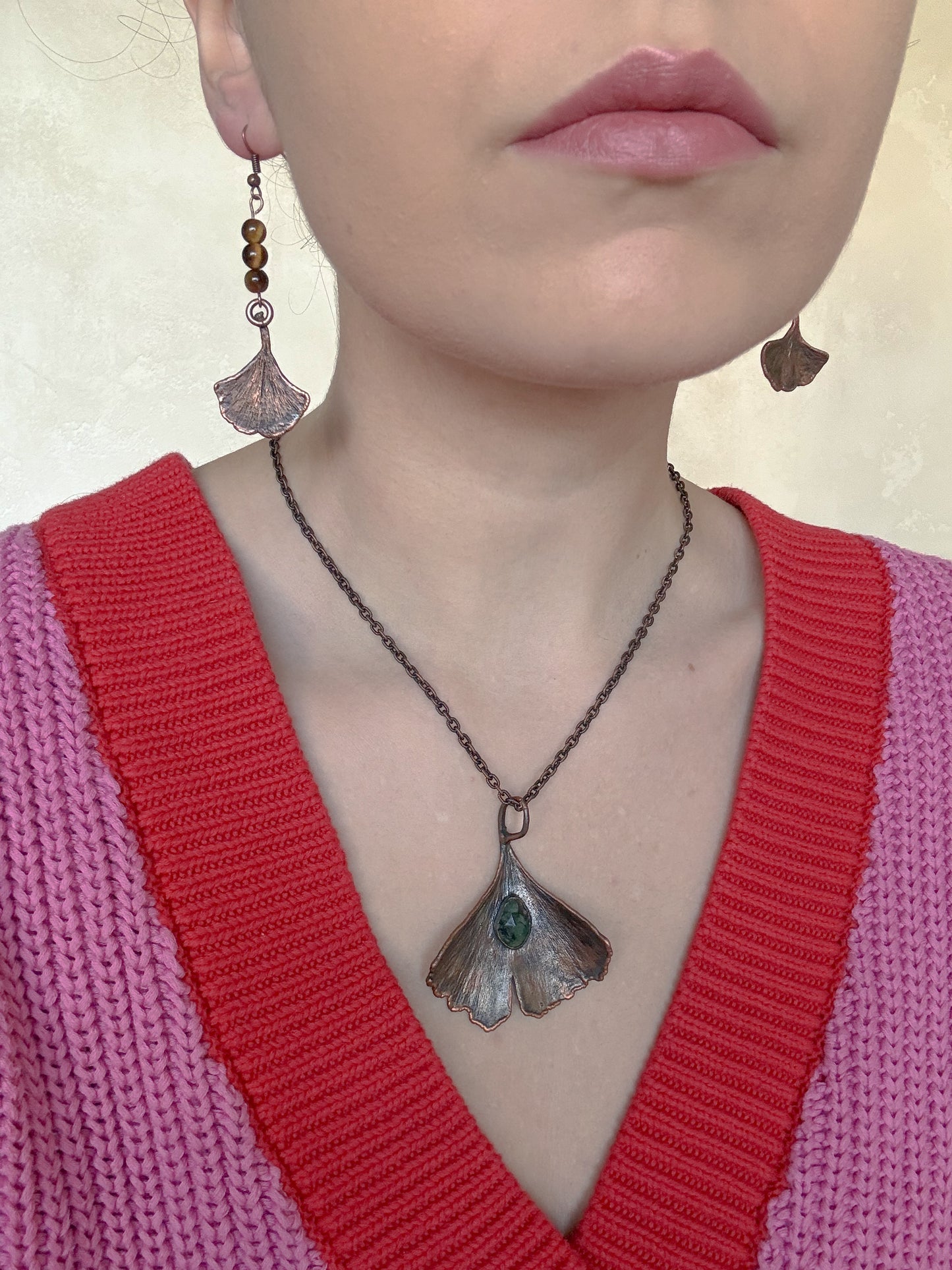 Earrings GINKGO, TIGER'S EYE