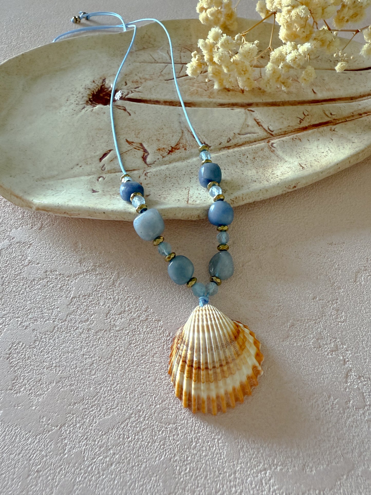 Choker BLUE AVENTURINE, AQUAMARINE, HEMATITE