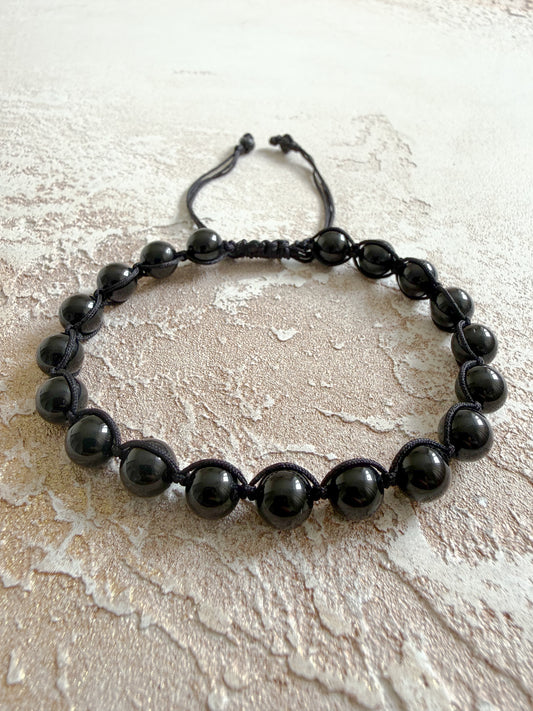 Men’s Bracelet BLACK TOURMALINE, VOLCANIC LAVA STONE