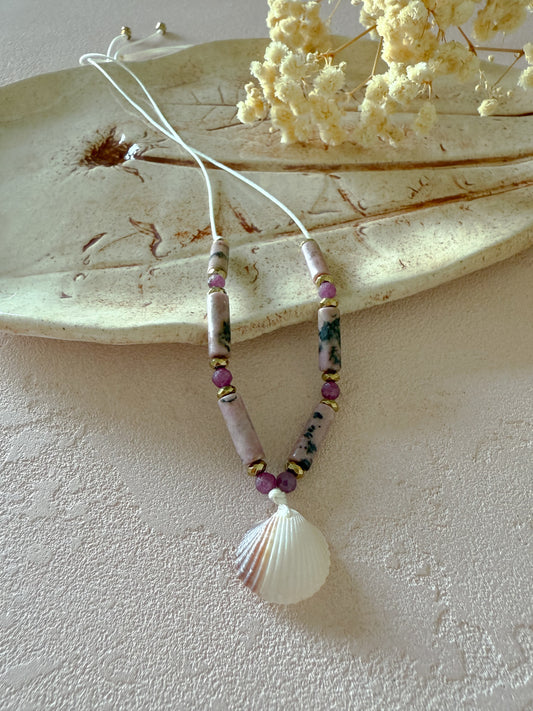 Choker RHODONITE, RUBY, HEMATITE